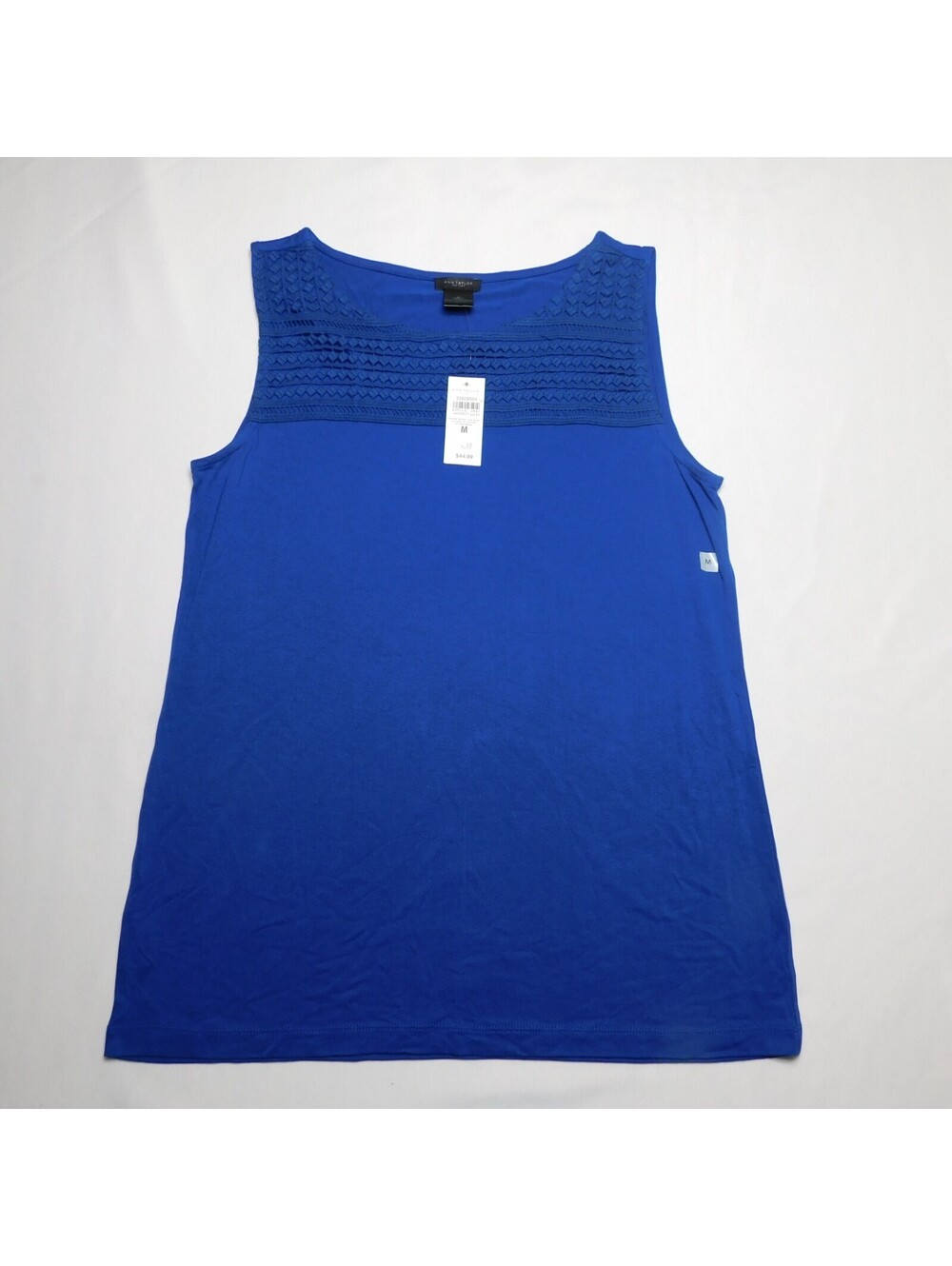Ann Taylor Factory NWT Women's Medium Royal Blue Mixed Media Embroidered Tank To